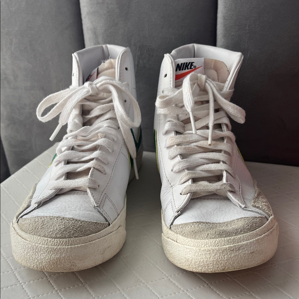 Nike Blazer White and Green High-Top Sneakers